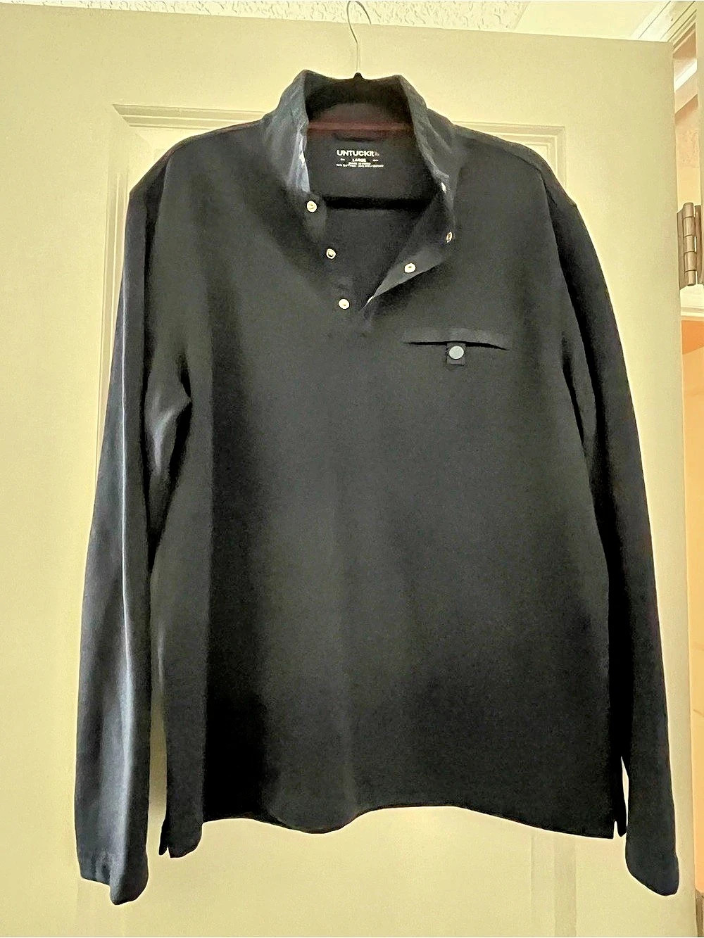 UNTUCKit Parkson Pullover Long Sleeve Polo Navy Large